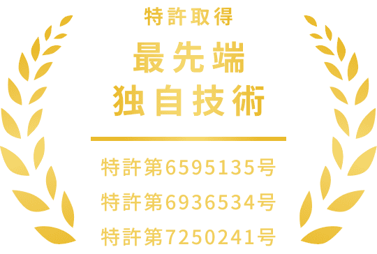 特許取得 最先端独自技術 特許第6595135号 特許第6936534号 特許第7250241号